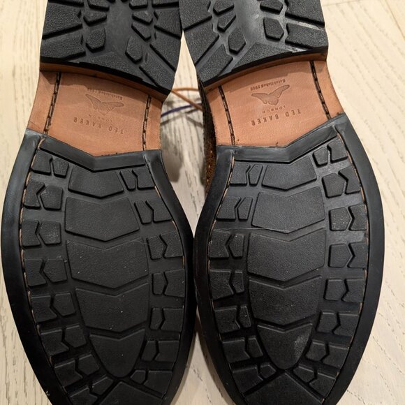 Ted Baker London Men’s Wingtip Brogue Oxfords - Brown Textured Leather - Picture 3 of 3